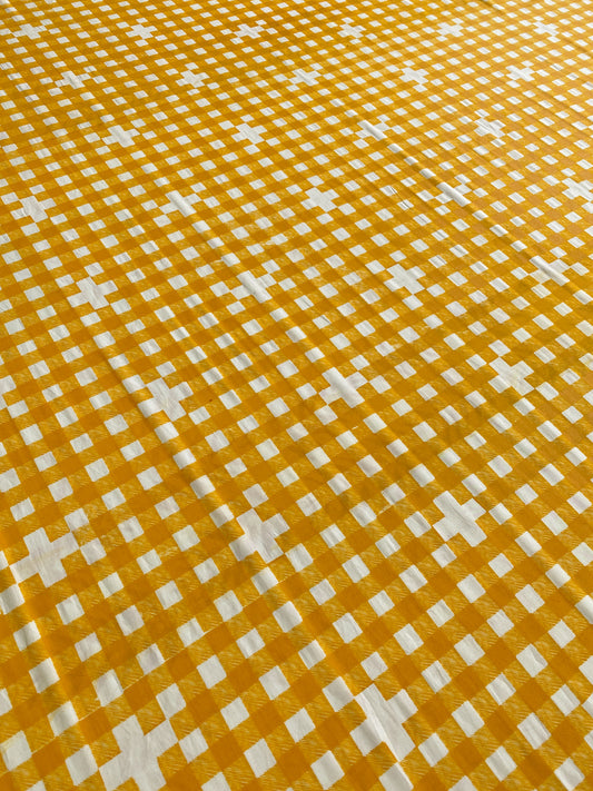 Tecido Vichy Bordado - Amarelo