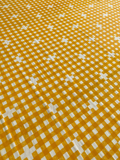Tecido Vichy Bordado - Amarelo