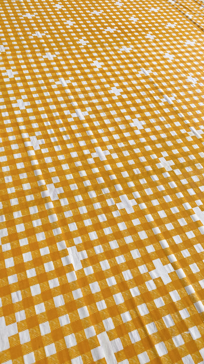 Tecido Vichy Bordado - Amarelo