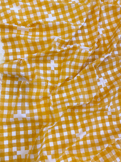 Tecido Vichy Bordado - Amarelo