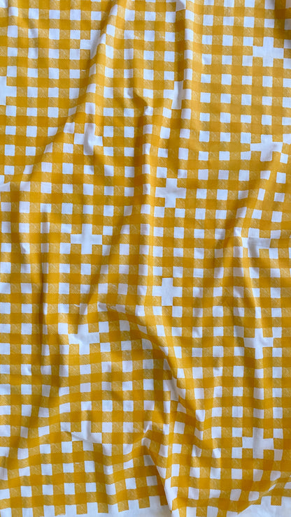 Tecido Vichy Bordado - Amarelo