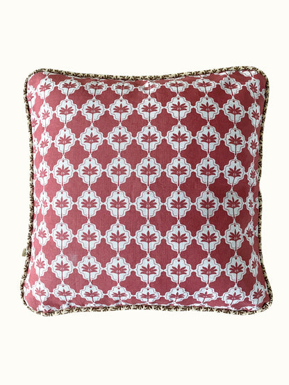 Almofada Bananeira com vivo - vermelho + marrom
