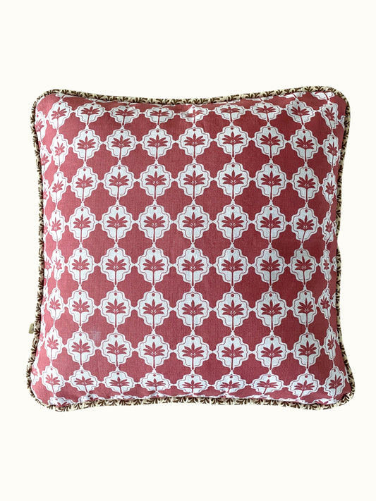 Almofada Bananeira com vivo - vermelho + marrom