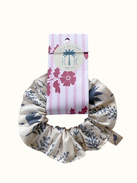 Scrunchie Herbário azul